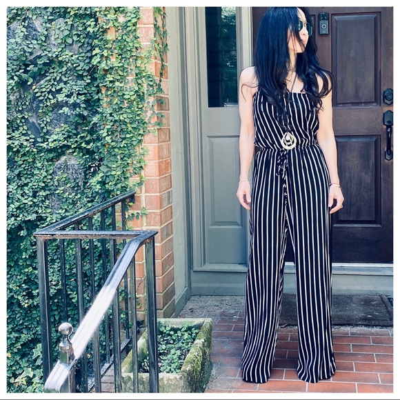 ShopEvelynne Pants - ✨LAST ONES ✨Chic tube striped wide leg jumpsuit